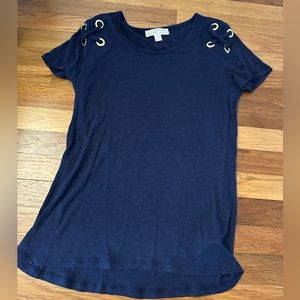 Navy blue Michael Kors top with gold accent -M